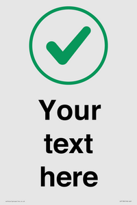 Custom plain background, green tick in circle sign